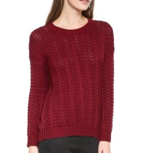 VINCE Cotton OPEN WEAVE Sweater  NWT $400 XS Berry RARE